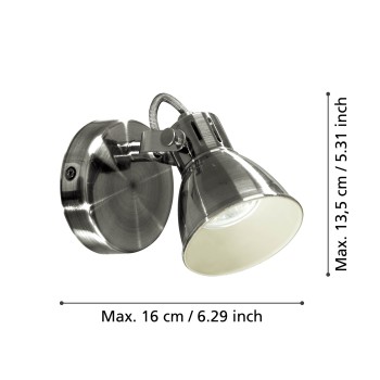 Plafoniera SERAS antique nickel/crem Eglo 96552, D10 cm, 1xGU10