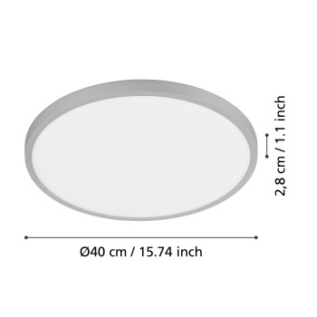 Plafoniera LED FUEVA 1 argintiu Eglo 97263, D40 cm, 22.3W