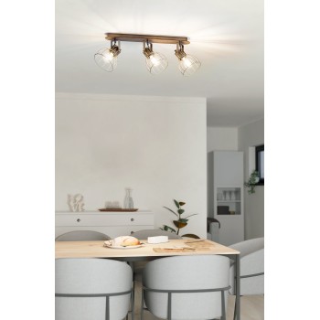 Plafoniera SAMBATELLO argintiu/maro Eglo 98136, 57.5x9 cm, 3xE27