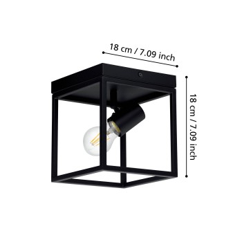 Plafoniera SILENTINA negru Eglo 98331, 18x18 cm, 1xE27
