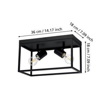 Plafoniera SILENTINA negru Eglo 98332, 36x18 cm, 2xE27
