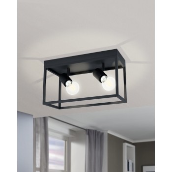 Plafoniera SILENTINA negru Eglo 98332, 36x18 cm, 2xE27