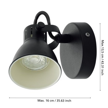Plafoniera SERAS 2 negru Eglo 98397, D10 cm, 1xGU10