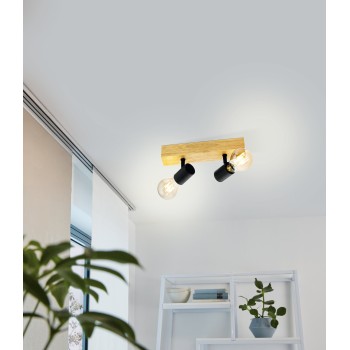 Plafoniera TOWNSHEND 3 maro/negru Eglo 99478, 30x5 cm, 2xE27