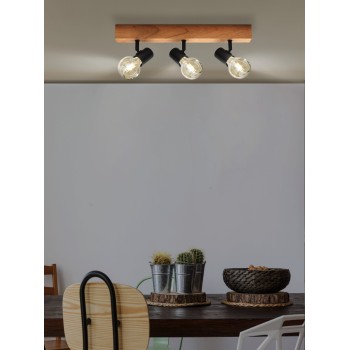 Plafoniera TOWNSHEND 3 maro/negru Eglo 99479, 48x5 cm, 3xE27