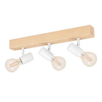 Plafoniera TOWNSHEND 3 alb/maro Eglo 99484, 48x5 cm, 3xE27