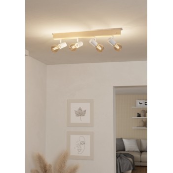 Plafoniera TOWNSHEND 3 alb/maro Eglo 99485, 63x5 cm, 4xE27