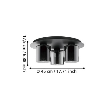 Plafoniera GOROSIBA 1 negru Eglo 99631, D45 cm, 3xE27