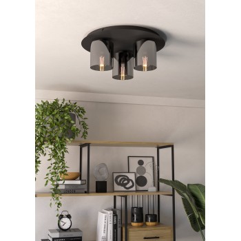 Plafoniera GOROSIBA 1 negru Eglo 99631, D45 cm, 3xE27