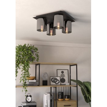 Plafoniera GOROSIBA 1 negru Eglo 99632, 38x38 cm, 4xE27