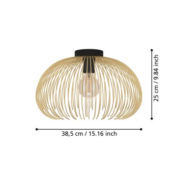 Plafoniera VENEZUELA auriu/negru Eglo 900165, D38.5 cm, 1xE27