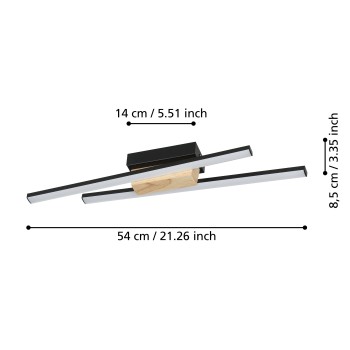 Plafoniera LED PANAGRIA negru/maro Eglo 900491, L7.5 cm, 6.3W
