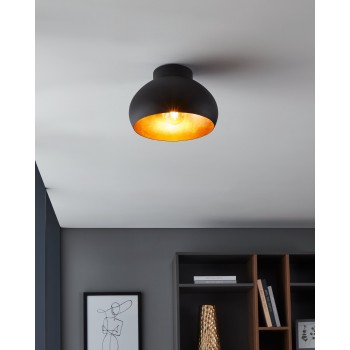 Plafoniera MOGANO 2 auriu/negru Eglo 900554, D28 cm, 1xE27