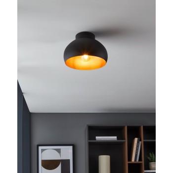 Plafoniera MOGANO 2 cupru/negru Eglo 900555, D28 cm, 1xE27