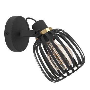 Plafoniera GIRONA negru/brushed brass Eglo 900661, 19x14 cm, 1xE27