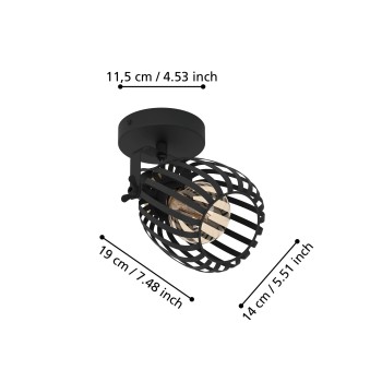 Plafoniera GIRONA negru/brushed brass Eglo 900661, 19x14 cm, 1xE27