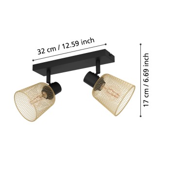 Plafoniera COSLADA negru Eglo 900694, 32x8 cm, 2xE27
