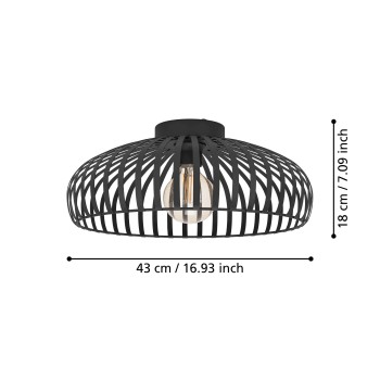 Plafoniera MOGANO 3 negru Eglo 900721, D43 cm, 1xE27