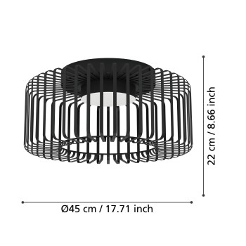 Plafoniera LED GINESTRONE-Z negru Eglo 900722, D45 cm, 22W