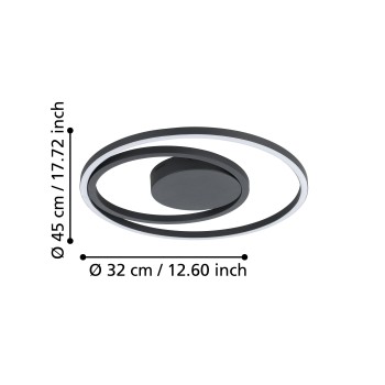 Plafoniera LED CALAGRANO-Z negru Eglo 900728, D45 cm, 21.5W