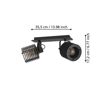 Plafoniera SEGOVIA negru Eglo 900741, L33.5 cm, 2xE27