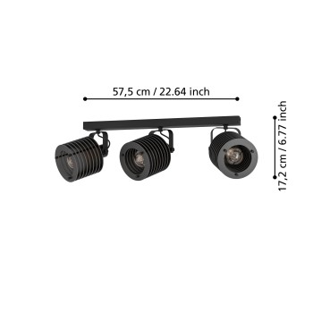 Plafoniera SEGOVIA negru Eglo 900742, L57.5 cm, 3xE27