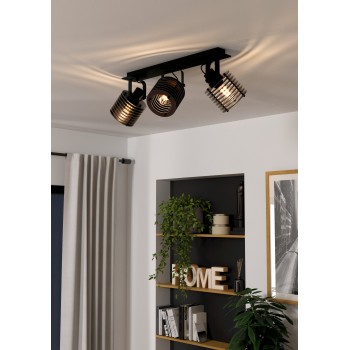 Plafoniera SEGOVIA negru Eglo 900742, L57.5 cm, 3xE27
