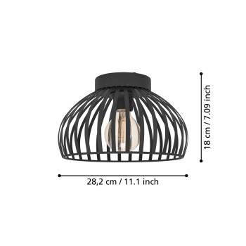 Plafoniera MOGANO 3 negru Eglo 900792, D28 cm, 1xE27