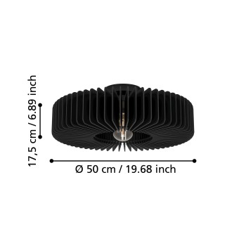 Plafoniera PALOMBAIA negru Eglo 900831, D50 cm, 1xE27