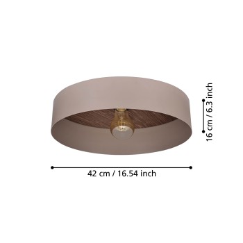 Plafoniera DUAIA gri maroniu structurat Eglo 900838, D42 cm, 1xE27