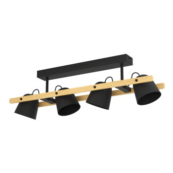 Plafoniera LED HORNWOOD-Z negru/maro Eglo 900882, 78x14 cm, 3.7W