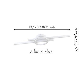 Plafoniera LED AMANDOLO alb Eglo 900952, 77.5x20 cm, 23.5W