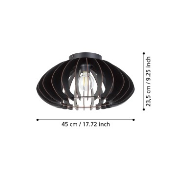 Plafoniera COSSANO 3 negru Eglo 901001, D45 cm, 1xE27