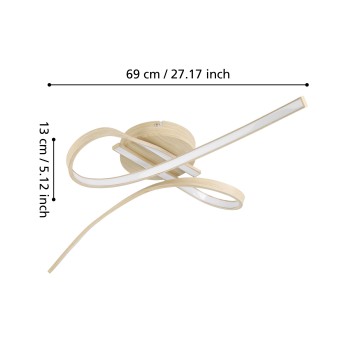 Plafoniera LED SELVINA 2 light brown Eglo 901103, 68x28 cm, 20.5W