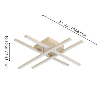 Plafoniera LED LASANA 4 light brown Eglo 901104, 51x51 cm, 20.5W
