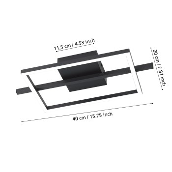 Plafoniera LED AMANDOLO negru Eglo 901115, 40x20 cm, 17W