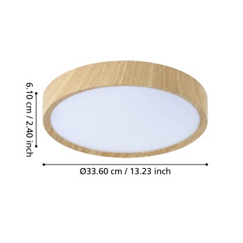 Plafoniera LED MUSURITA natural wooden effect Eglo 901126, D34 cm, 14.6W