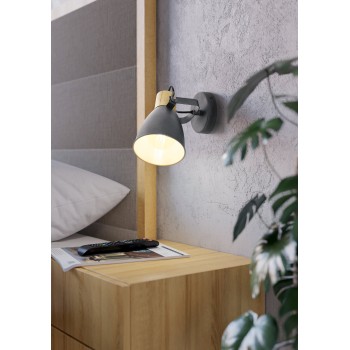 Plafoniera COSWARTH alb crem/antracit/maro Eglo 901174, L14 cm, 1xE27