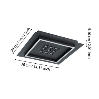 Plafoniera LED BALAZOTE negru Eglo 901192, 36x36 cm, 24.5W