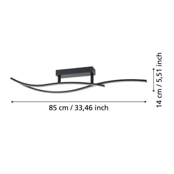 Plafoniera LED GRISOLIA negru Eglo 901206, 84.9x6 cm, 12W