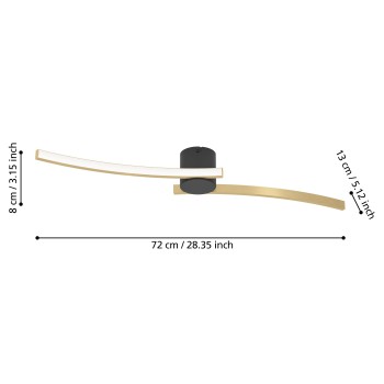 Plafoniera LED AIETA negru/brushed brass Eglo 901215, 72x13 cm, 12W