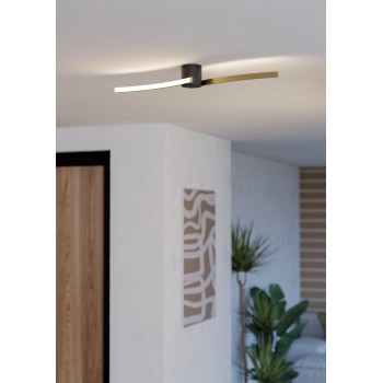 Plafoniera LED AIETA negru/brushed brass Eglo 901215, 72x13 cm, 12W