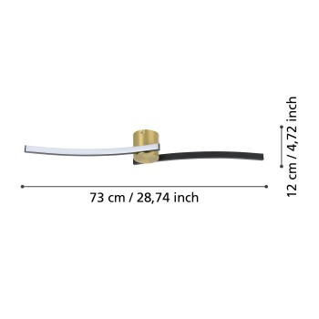 Plafoniera LED AIETA brushed brass/negru Eglo 901216, 72x13 cm, 12W