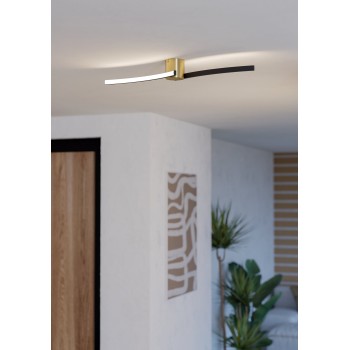 Plafoniera LED AIETA brushed brass/negru Eglo 901216, 72x13 cm, 12W