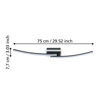 Plafoniera LED LUNGOLAGO negru Eglo 901217, 74x14 cm, 12W