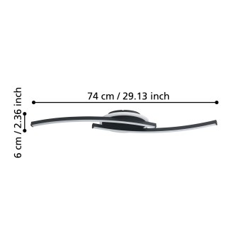 Plafoniera LED LUNGOLAGO negru Eglo 901218, 74x14 cm, 12W