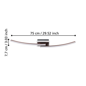 Plafoniera LED LUNGOLAGO bronz Eglo 901219, 74x14 cm, 12W