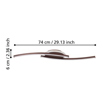 Plafoniera LED LUNGOLAGO bronz Eglo 901221, 74x14 cm, 12W