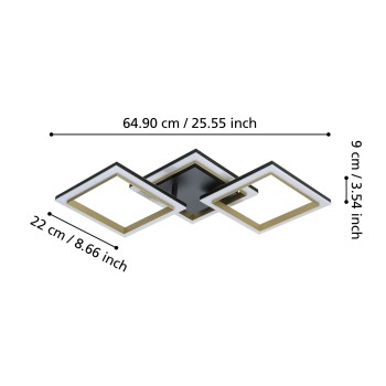 Plafoniera LED CALLIERA negru/alama Eglo 901222, 59.5x31 cm, 20W
