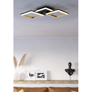 Plafoniera LED CALLIERA negru/alama Eglo 901222, 59.5x31 cm, 20W